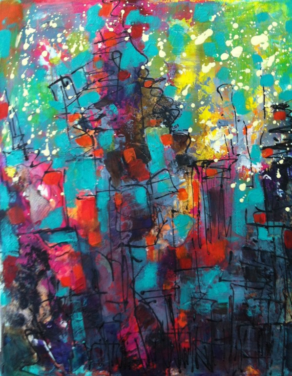 Urbancity - Urban: Paintings/Landscapes: Mixed media on paper, 16"×20", USD 450